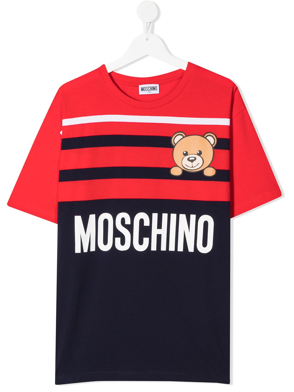 фото Moschino kids полосатая футболка с логотипом