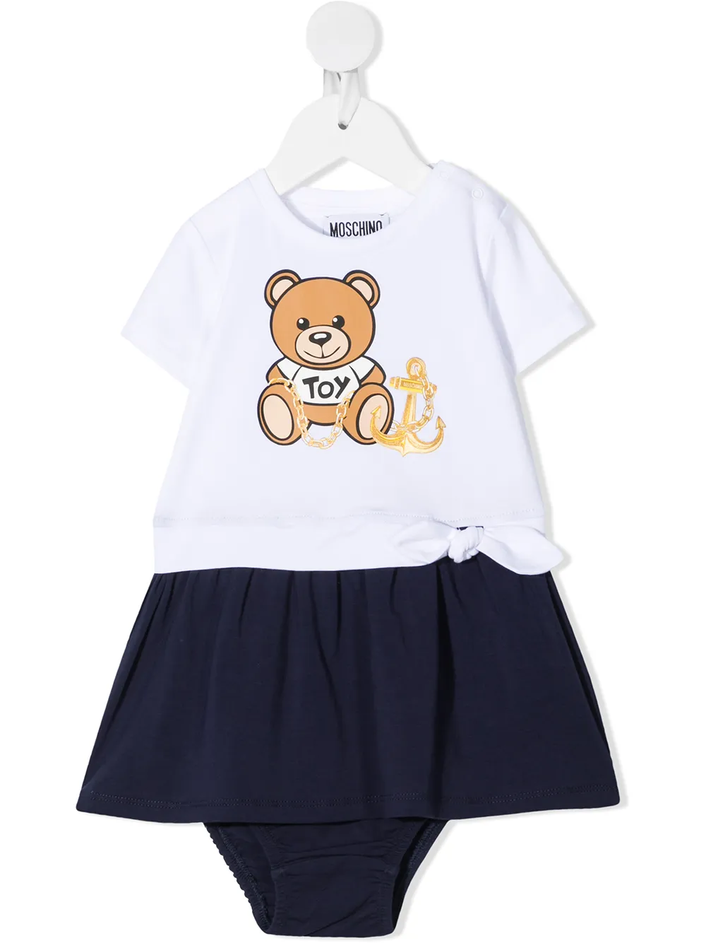 

Moschino Kids teddy bear-print cotton dress - White
