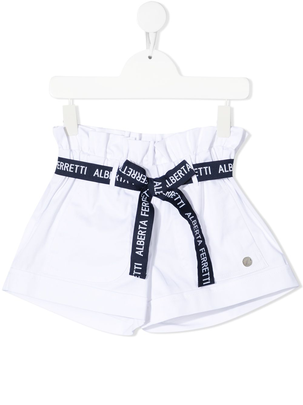 alberta ferretti kids short à taille haute froncée - blanc