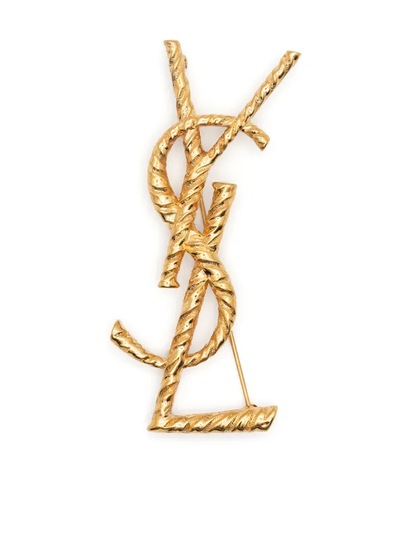 YSL logo brooch