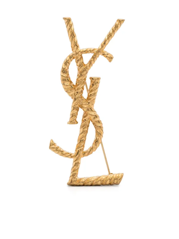 Saint Laurent Cassandre YSL Brooch Gold FARFETCH BH