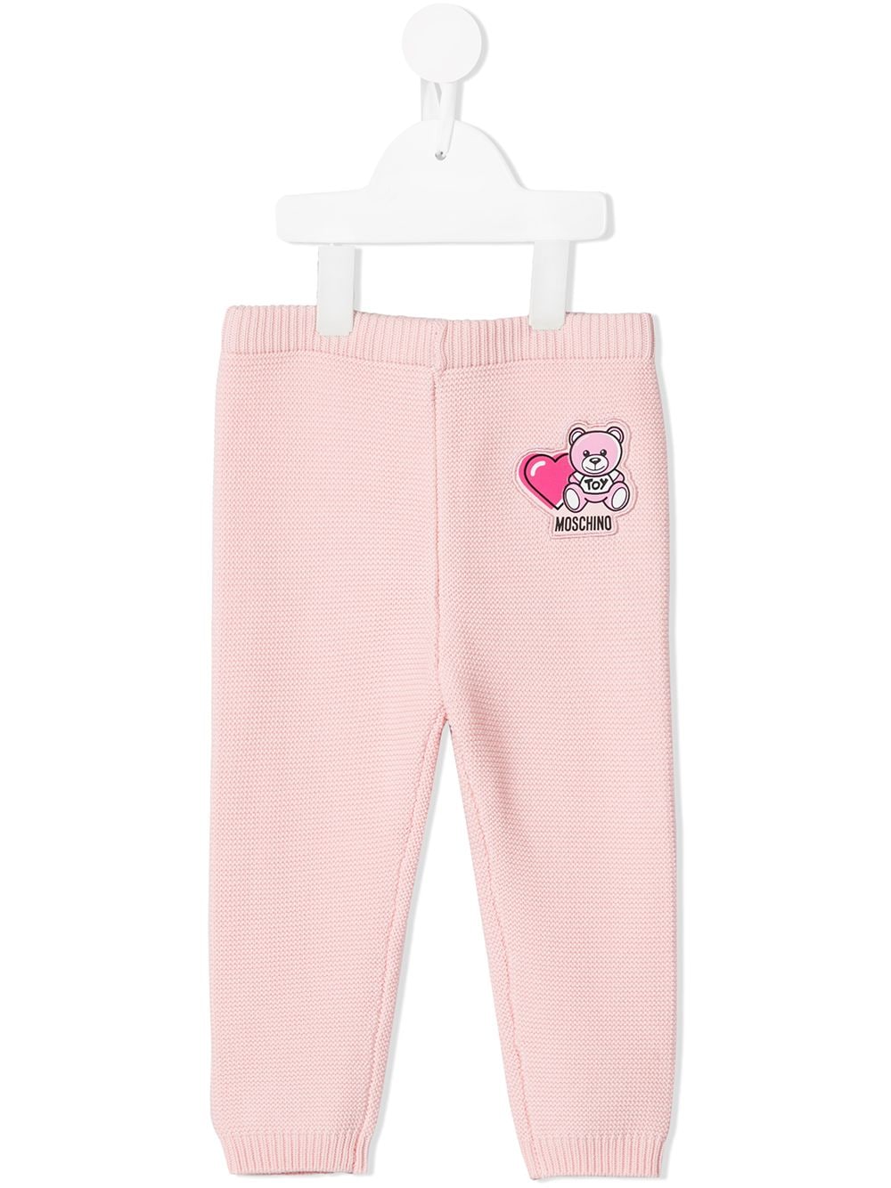 Moschino Babies' Logo-patch Elasticated Trousers In Pink