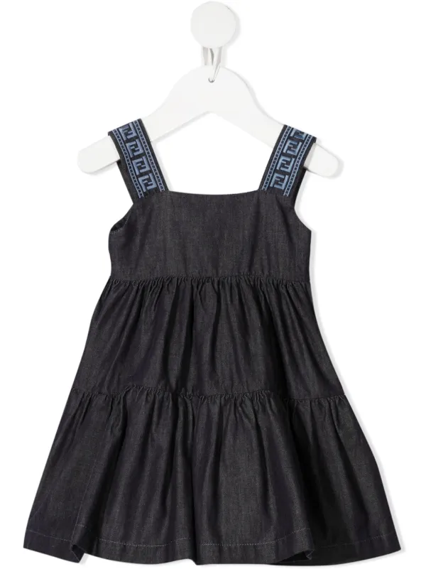 Pleated denim dress