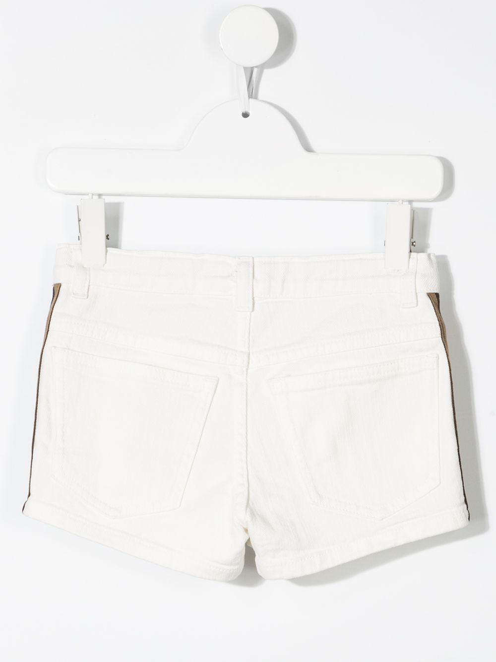 Shop Fendi Logo-trim Denim Shorts In White