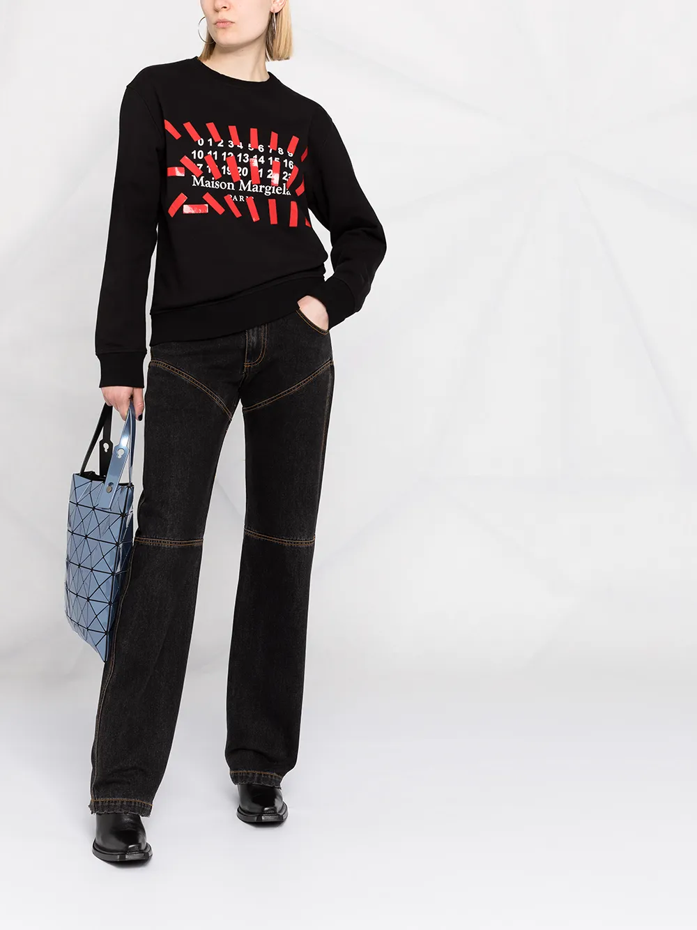 Image 2 of Maison Margiela logo print crew neck sweatshirt