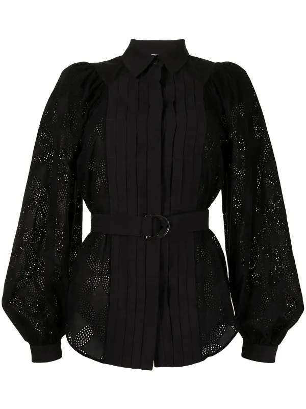 Acler Klara Cut-out Belted Blouse in Black