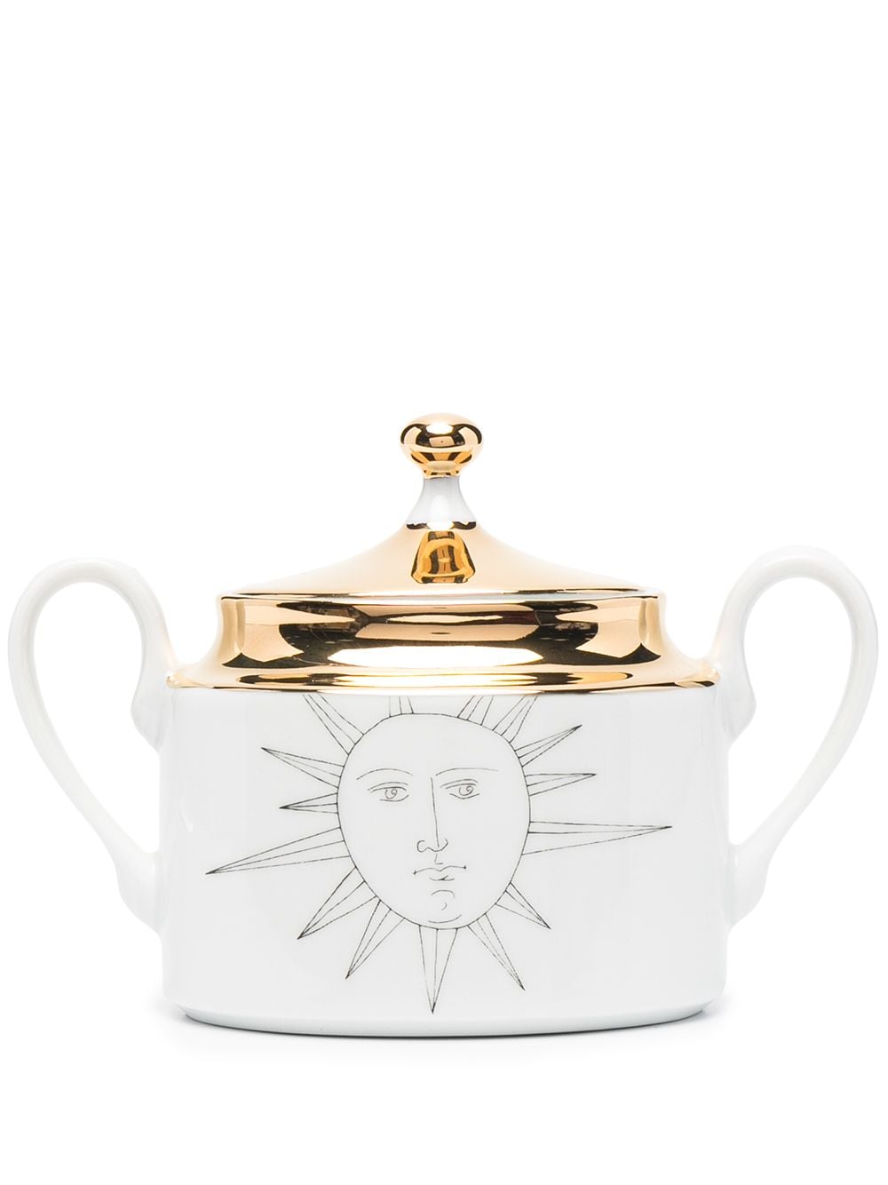 Fornasetti Graphic-print Porcelain Sugar Bowl In White