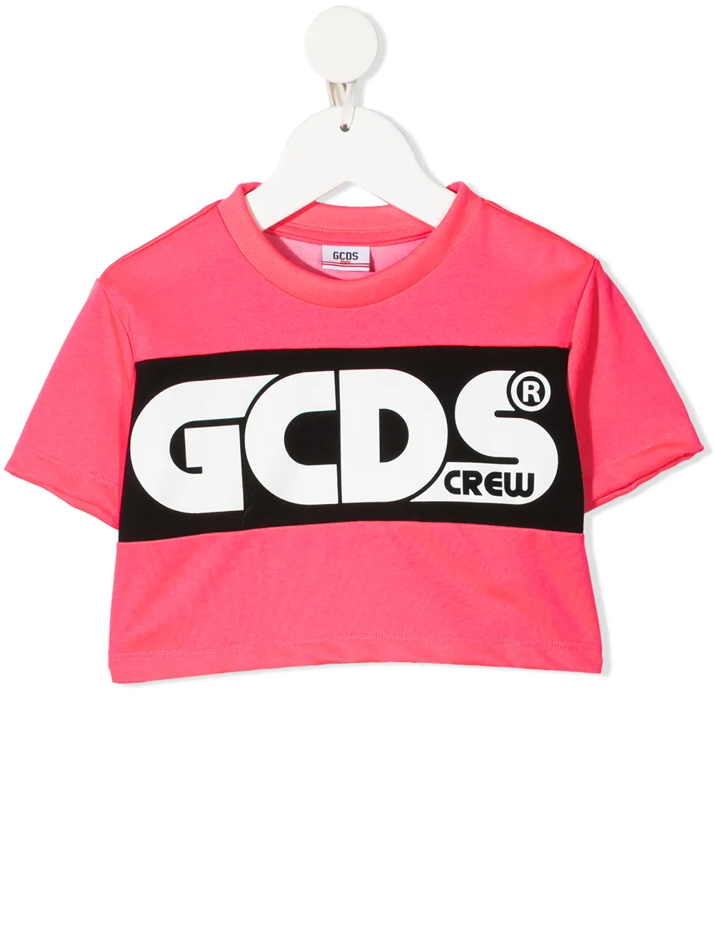 Gcds Kids logo-print cropped T-shirt | Pink | Image 1