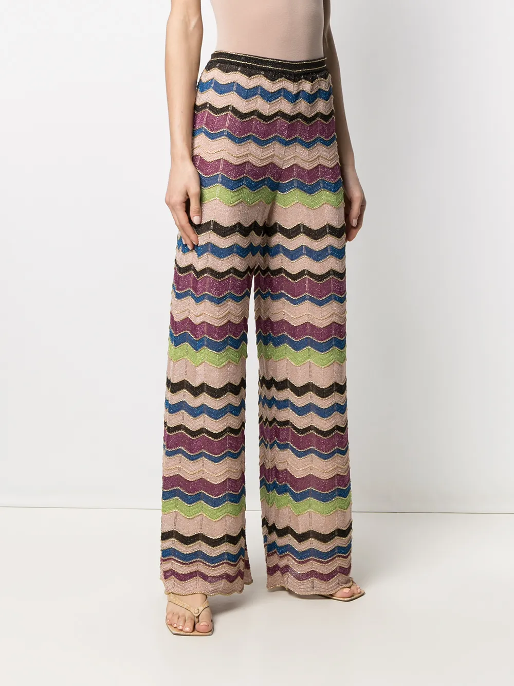 фото M missoni брюки широкого кроя с завышенной талией и принтом