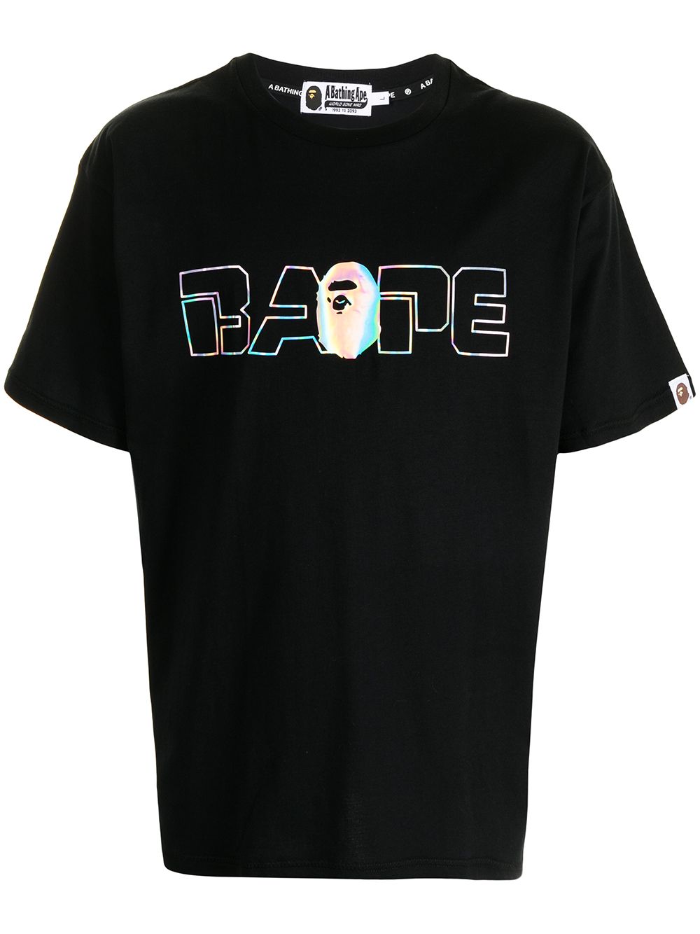 A Bathing Ape Holographic Logo Print T-shirt In Black