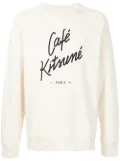 CAFÉ KITSUNÉ logo print crew-neck sweatshirt - Brown