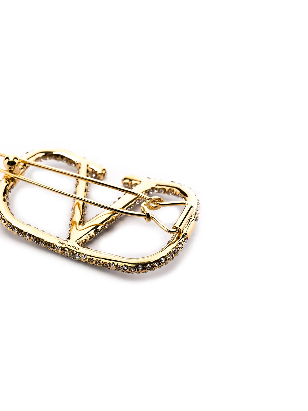 Shop Valentino Vlogo Signature Crystal-embellished Hair Clip In Gold