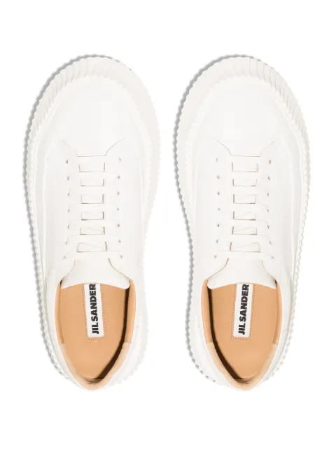 Shop Jil Sander flatform leather sneakers with Express Delivery - FARFETCH