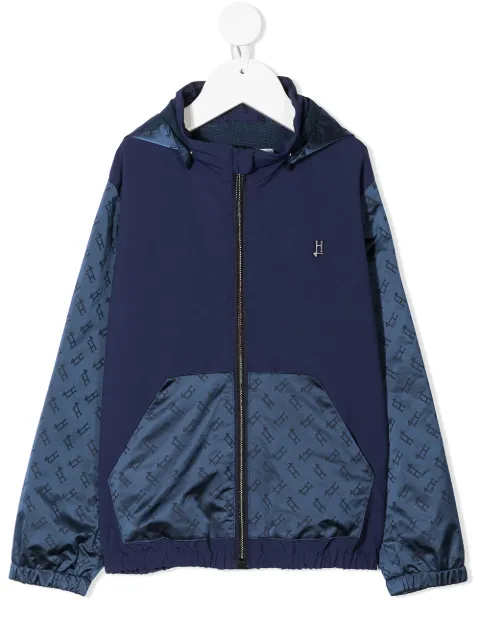 Herno Kids logo-print zip-up hooded jacket