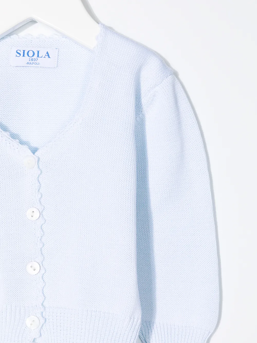 Shop Siola Scallop-edge Cardigan In 蓝色