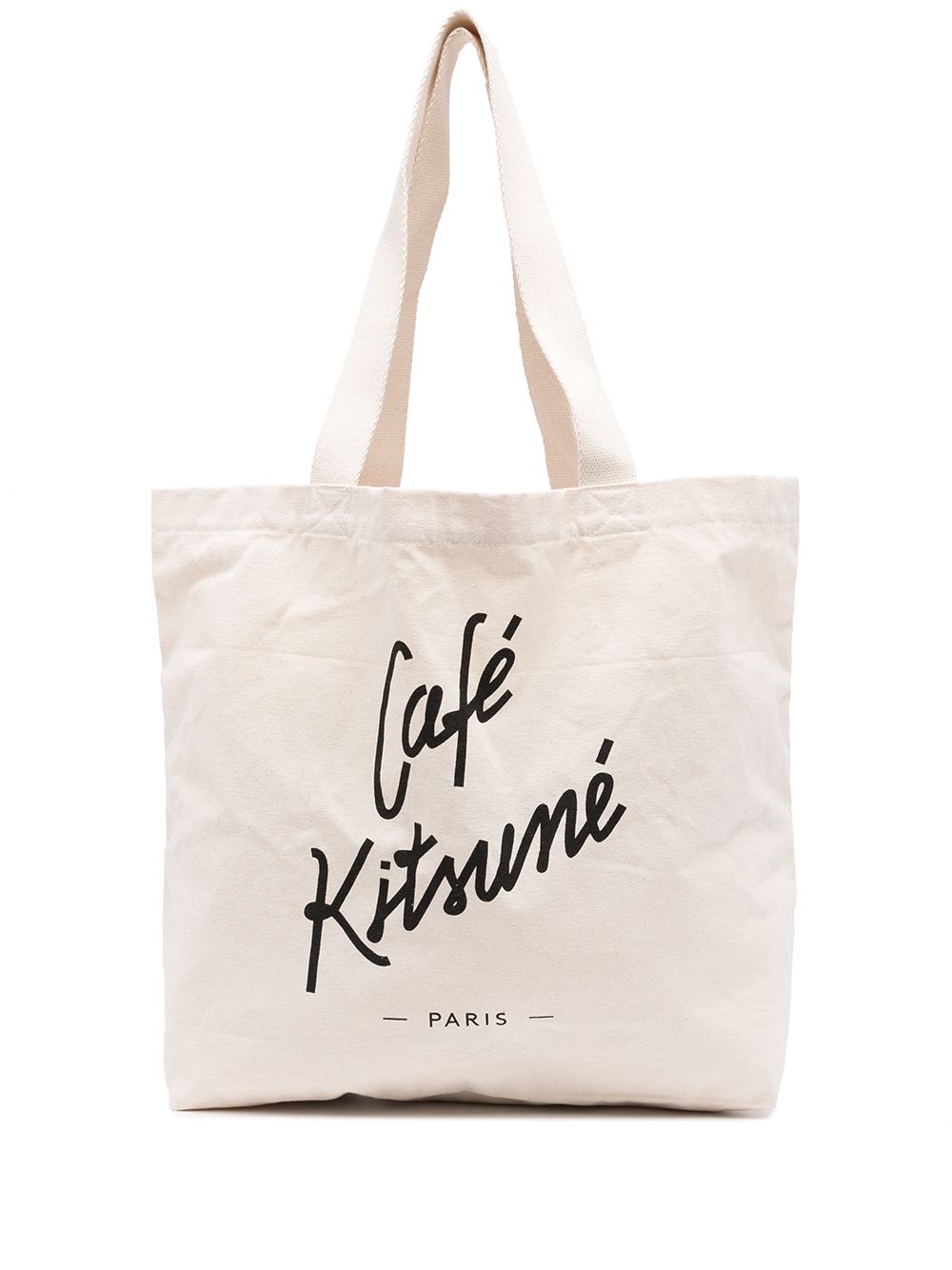 Maison Kitsuné Logo Print Tote Bag In Brown