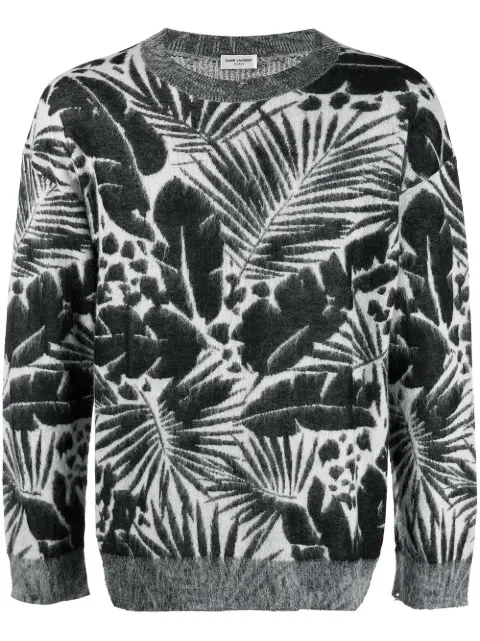 Saint Laurent suéter con motivo de hojas