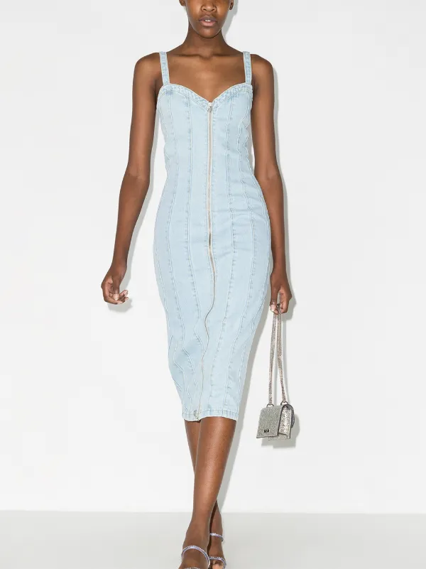 ROTATE BIRGER CHRISTENSEN Kayla Zip Up Denim Dress | Blue | FARFETCH AO