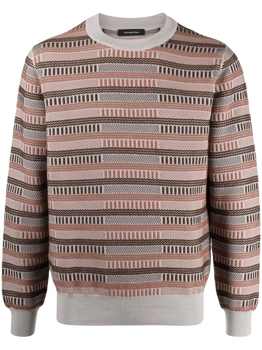 Ermenegildo Zegna Intarsia-knit Crew-neck Jumper In Neutrals