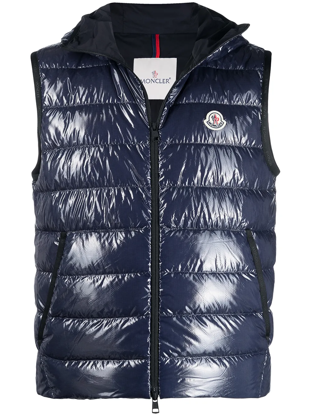 

Moncler chaleco capitonado con parche del logo - Azul