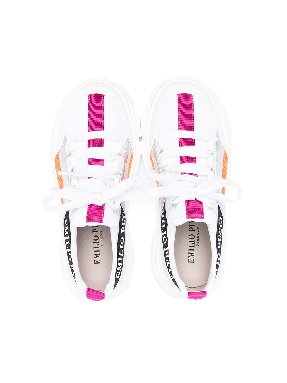Shop Emilio Pucci Junior Colour-block Lace-up Trainers In White