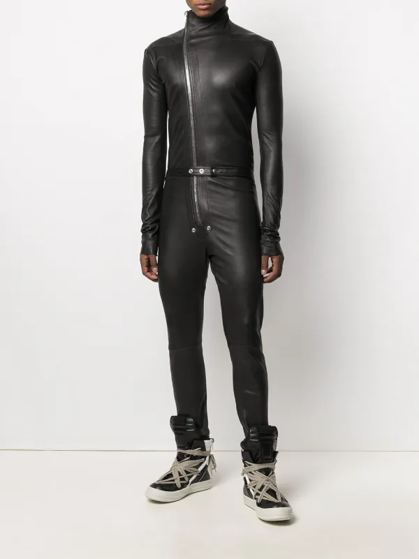 Rick Owens Zipped Leather Jumpsuit 