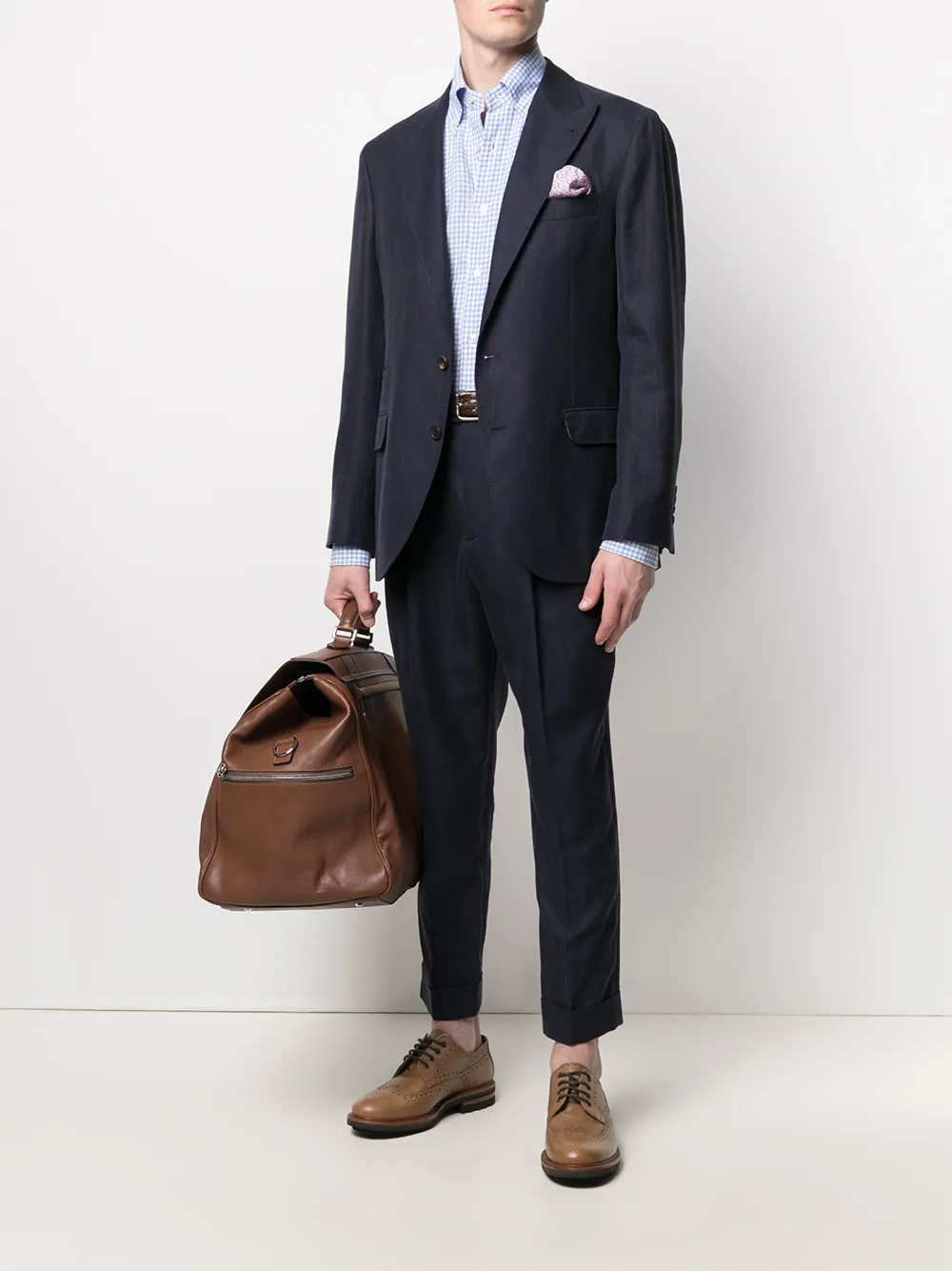 Barba Overhemd met gingham ruit Blauw