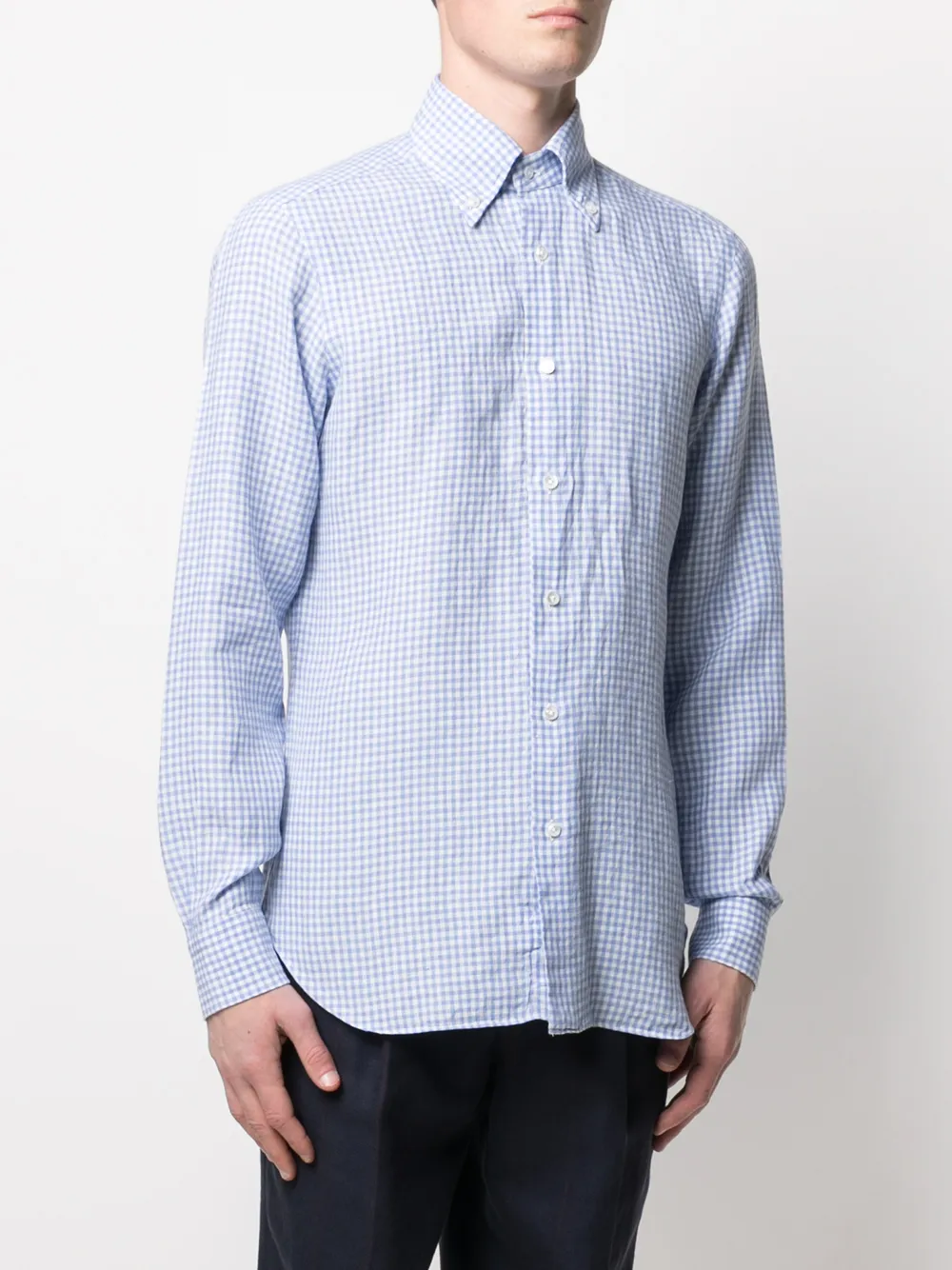 Barba Overhemd met gingham ruit Blauw