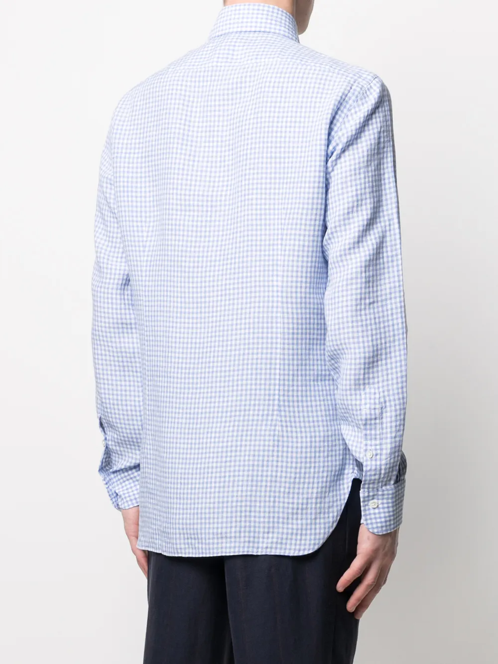 Barba Overhemd met gingham ruit Blauw