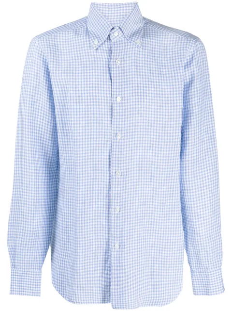 Barba gingham check pattern shirt
