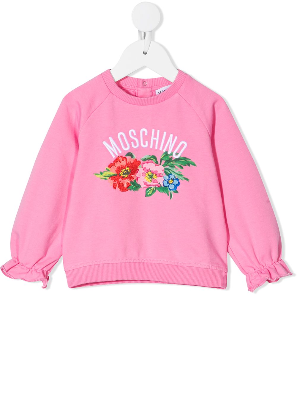 фото Moschino kids футболка с цветочной вышивкой