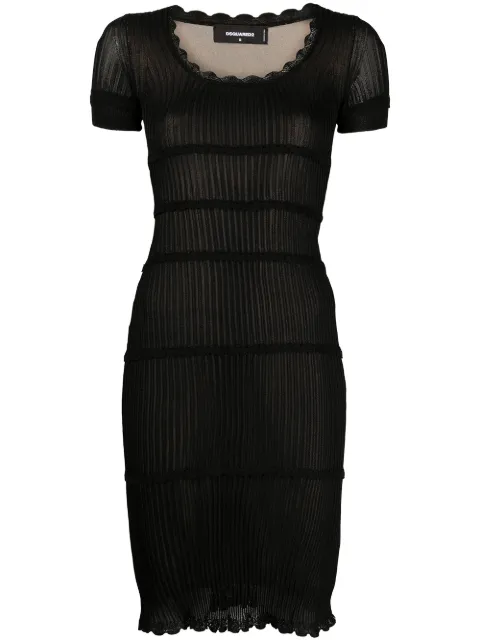 DSQUARED2 vestido corto con ribetes de encaje festoneados