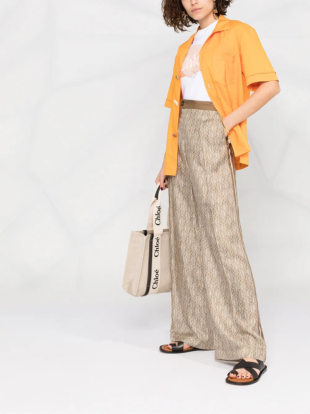 фото Chloé широкие брюки с логотипом