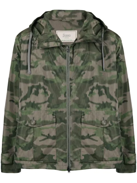 Herno camouflage-print hooded jacket