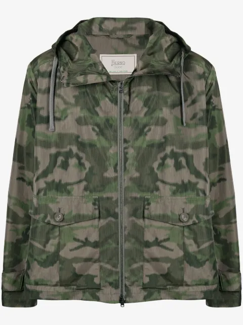Herno chaqueta con motivo militar y capucha