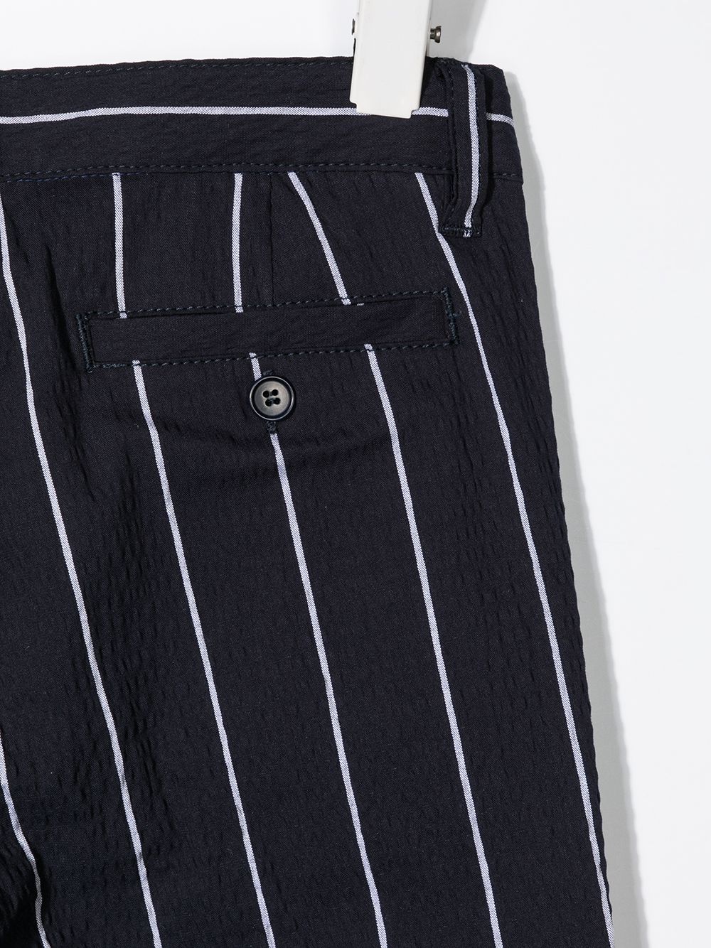 Shop Il Gufo Cotton Pinstripe Trousers In Blue