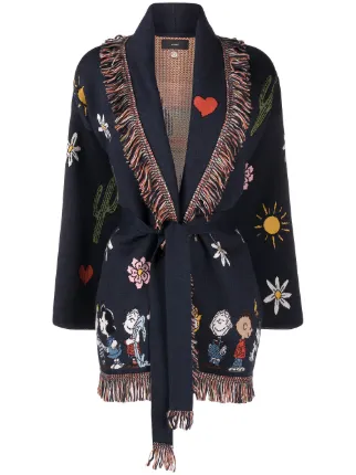 Alanui Snoopy Love Fringed Tie Cardigan 