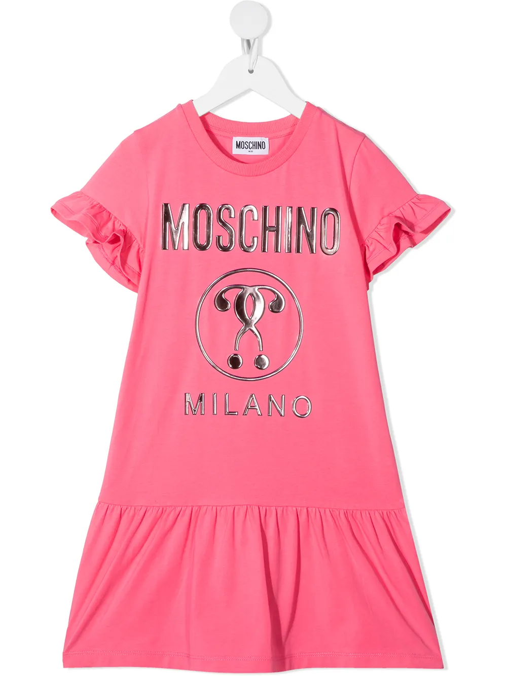 фото Moschino kids платье с короткими рукавами и логотипом