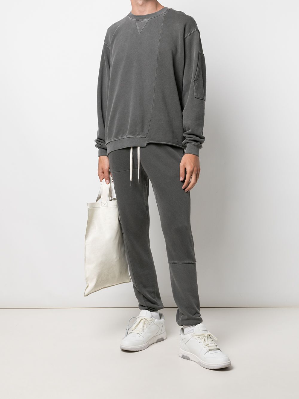 John Elliott Raw Edge Jacquard Terry Crewneck Top In Washed