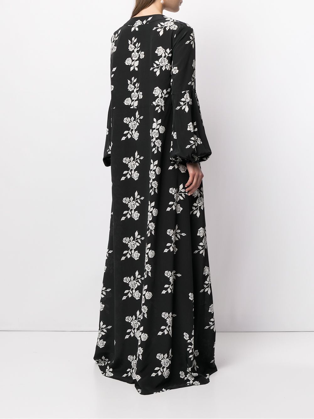 Shop Macgraw Rose-print Silk Maxi Dress In Schwarz