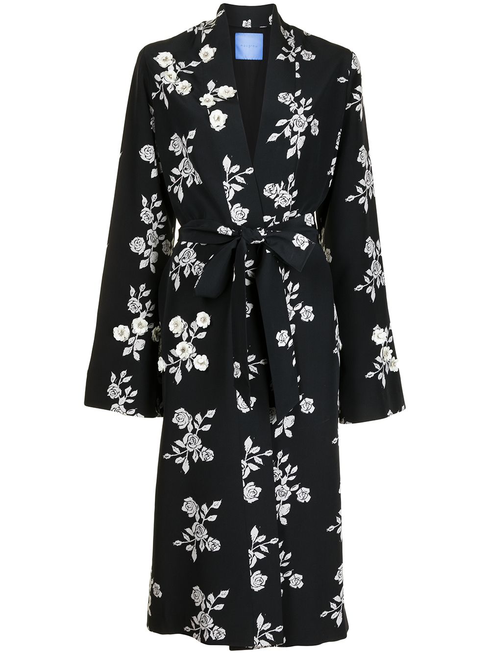 Macgraw St Peters Floral-print Silk Dressing Gown In Schwarz
