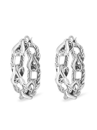 John Hardy Silver Asli Classic Chain Link Small Hoop Earrings - Farfetch