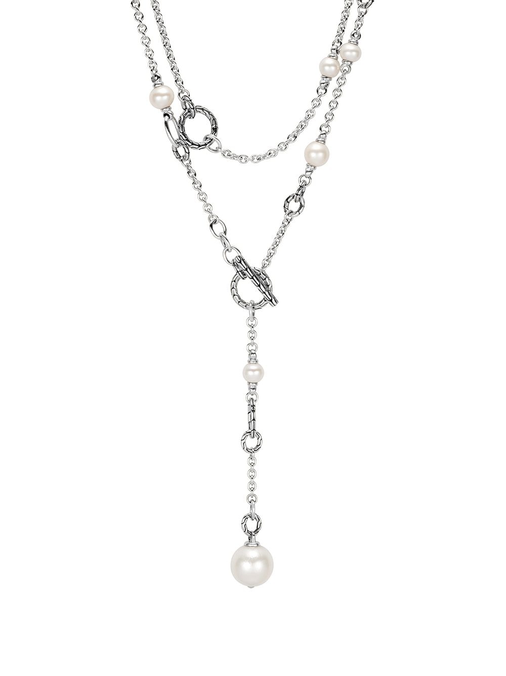 Shop John Hardy Classic Chain Transformable Sautoir Pearl Necklace In Silver