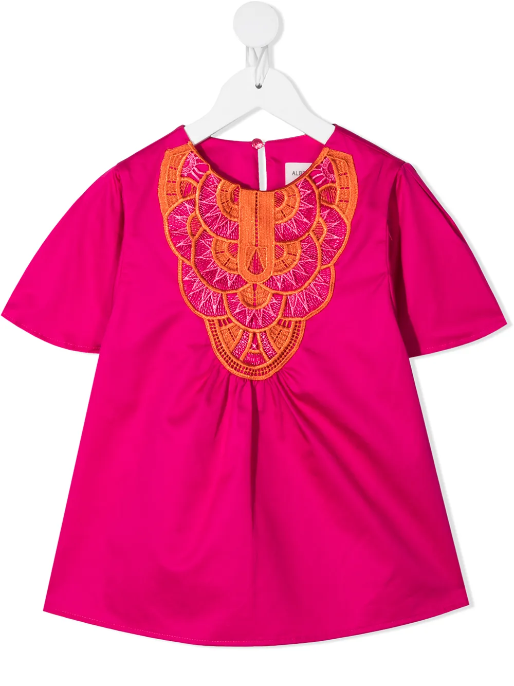 Alberta Ferretti Kids футболка со сборками и вышивкой в технике макраме