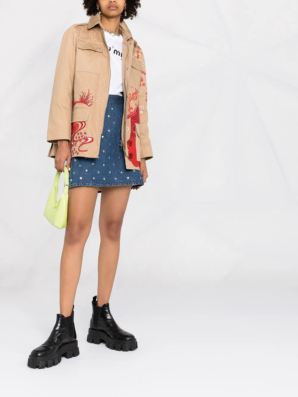 фото Red valentino куртка-рубашка с цветочной вышивкой
