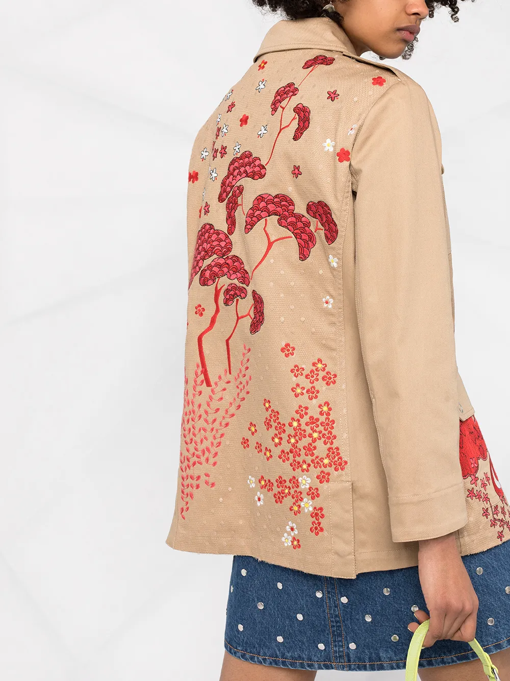 фото Red valentino куртка-рубашка с цветочной вышивкой