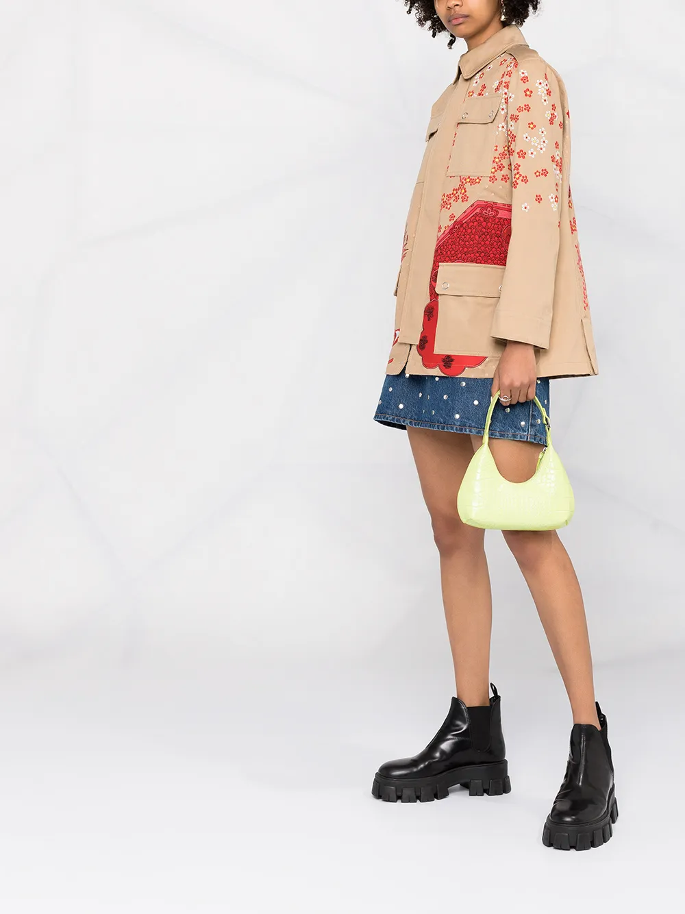 фото Red valentino куртка-рубашка с цветочной вышивкой