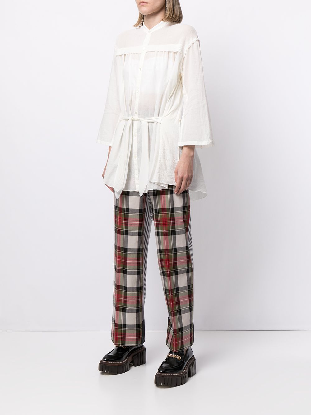 Shop Undercover Belted Pleated Shirt In White