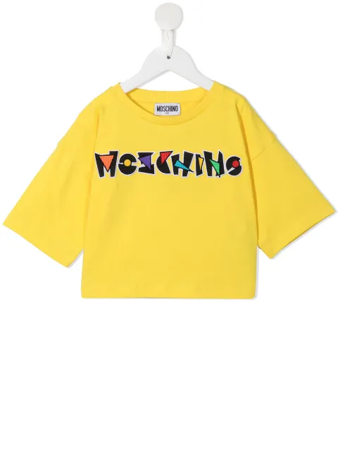 Moschino Kids geometric logo embroidered T-shirt - FARFETCH Moschino Kids Geometric Logo Embroidered T-shirt - Farfetch