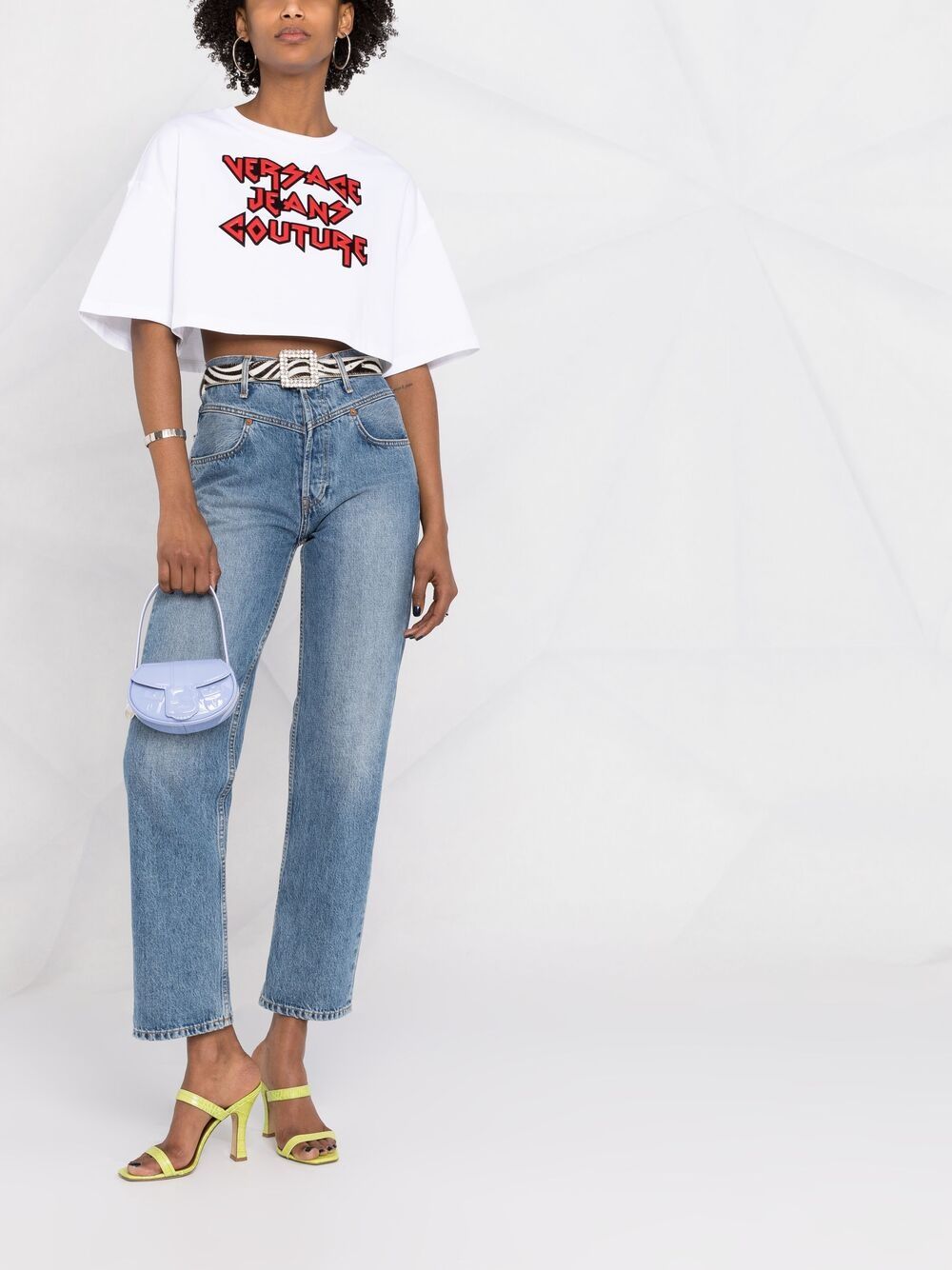 фото Versace jeans couture укороченная футболка rock с логотипом